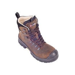 Botte de sécurité Sixton Cervino OutDry : Tige haute en cuir plein fleur hydrofuge et embout de protection composite.