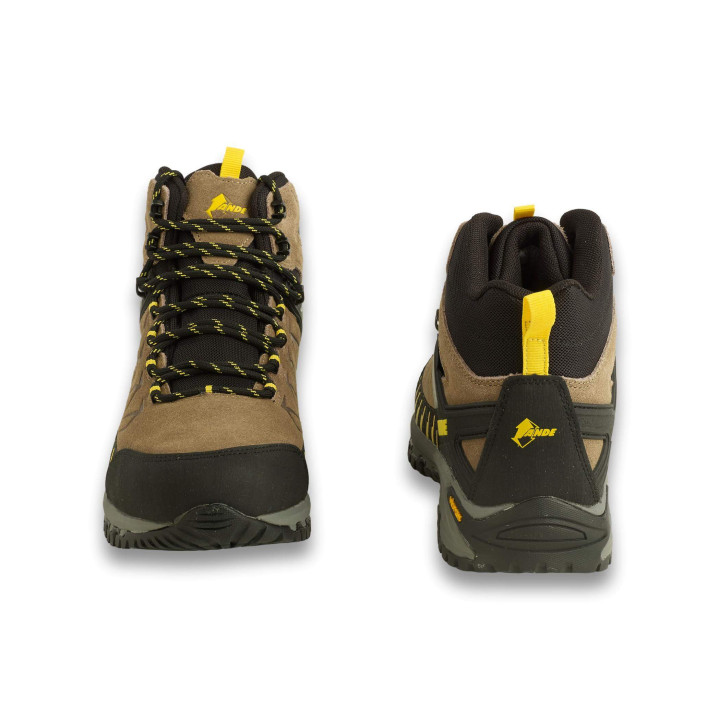 Vue face et dos chaussures outdoor Sniper High 2.0 Ande brun avec laçage renforcé
