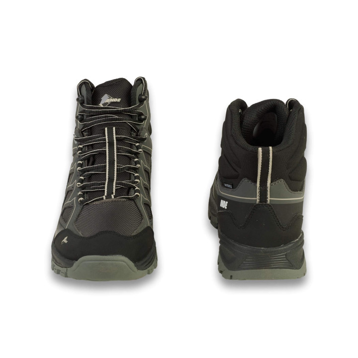 Vue face et talon chaussures de marche Cobra Mid WP Ande anthracite vert